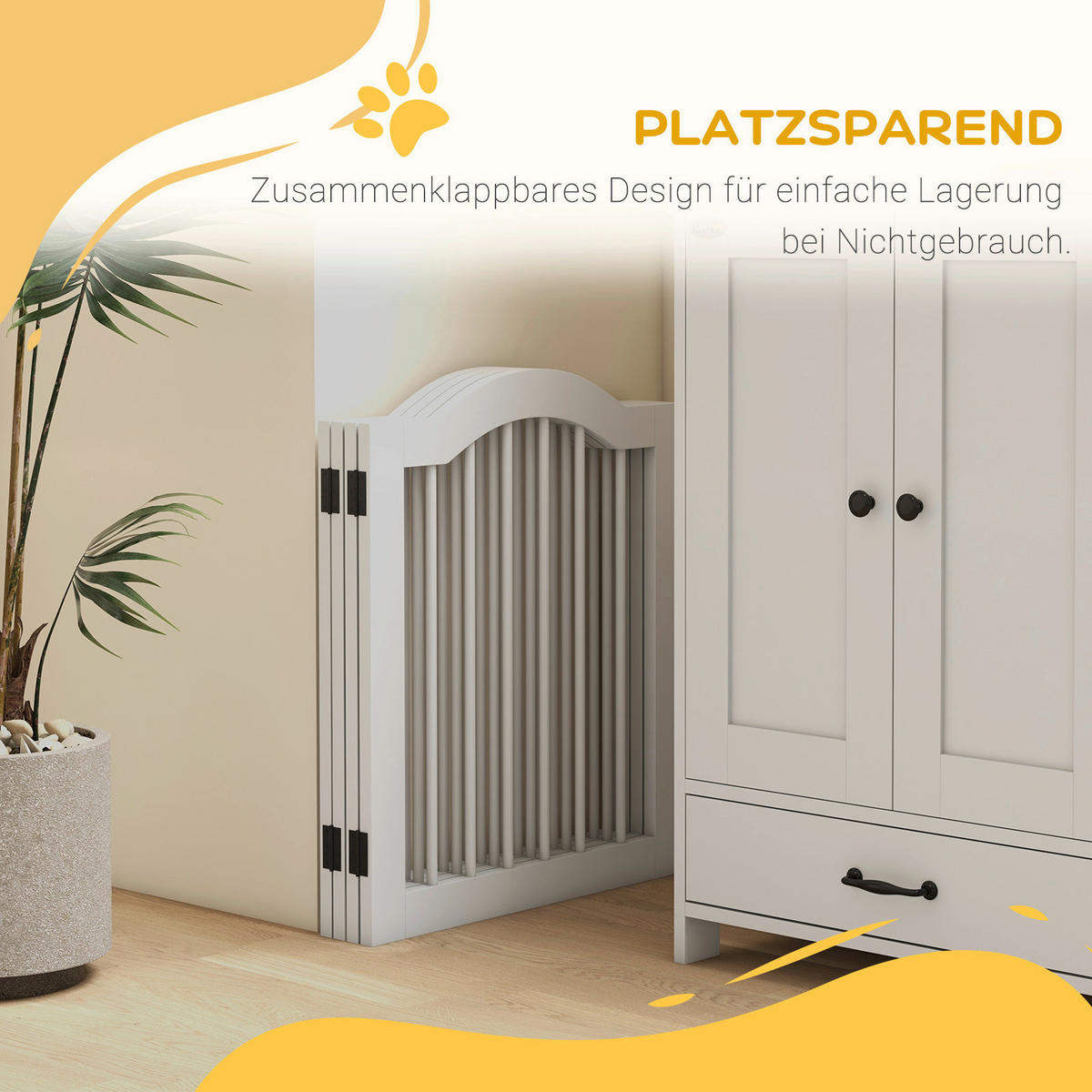 PawHut Schutzgitter weiß MDF B/H/L: ca. 29,5x61x203,5 cm Schutzgitter - weiß (203,50/29,50/61,00cm) - PawHut
