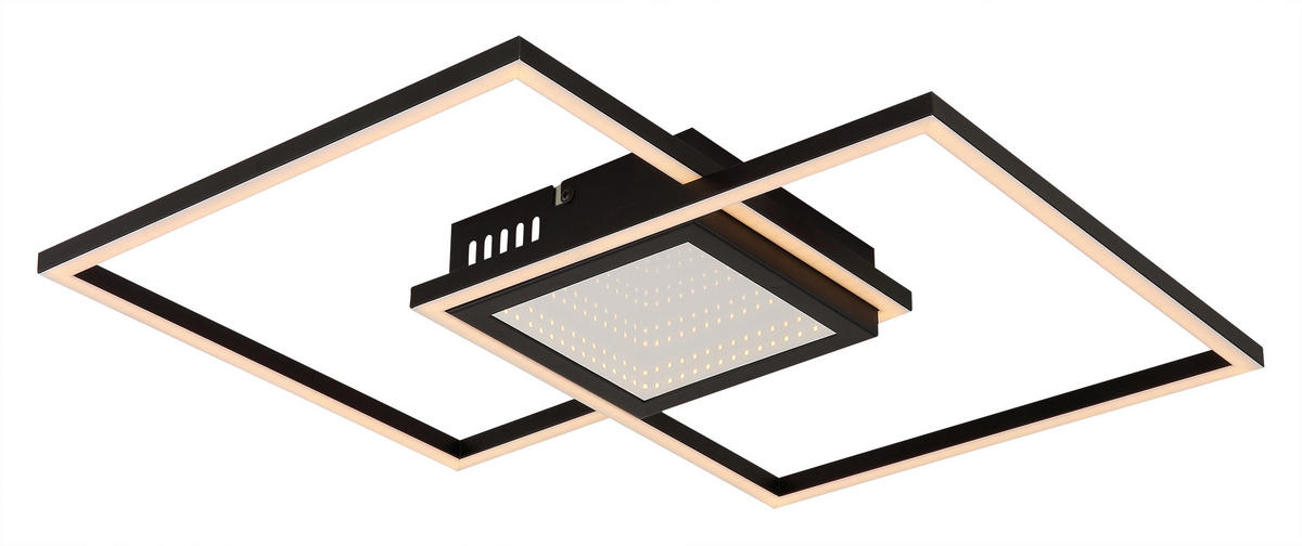 GLOBO LED-Deckenleuchte schwarz Aluminium Metall B/H/L: ca. 42,6x5x42,6 cm 1 Brennstellen SAUNDERS - schwarz (42,60/42,60/5,00cm) - GLOBO