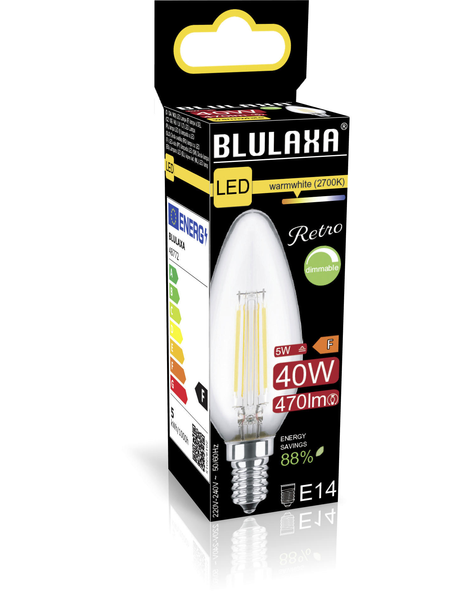 Blulaxa LED-Filament-Lampe E14 LED-Filament-Lampe E14 dimmbar - (3,50/9,80cm) - Blulaxa