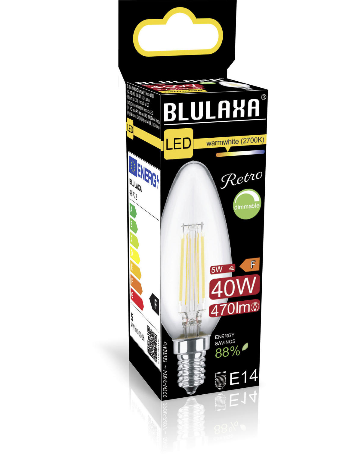Blulaxa LED-Filament-Lampe E14 LED-Filament-Lampe E14 dimmbar - (3,50/9,80cm) - Blulaxa