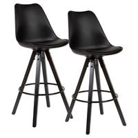 Barhocker 2er-Set schwarz Kunstleder Echtholz B/H/T: ca. 44x113x39 cm 2er-Set - schwarz (44,00/113,00/39,00cm) - Wohnling
