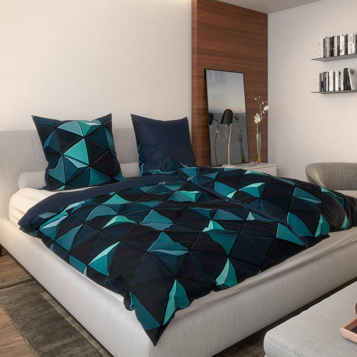 Microfaser Bettwäsche Bettwäsche_Microfaser Dreie.135x200 - blau/türkis (135,00/200,00cm)