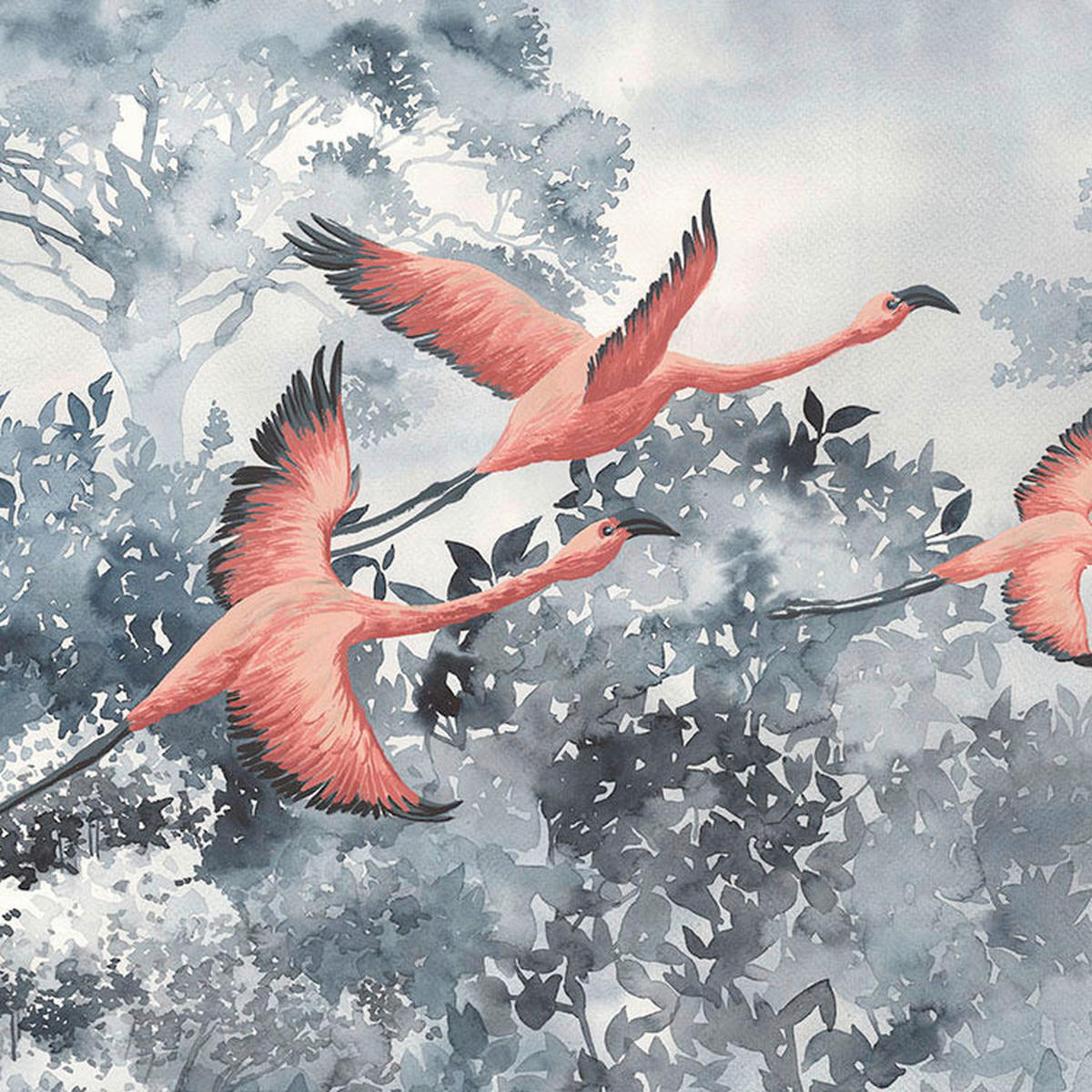 Komar Fototapete Flamingos in the Sky B/L: ca. 400x280 cm Flamingos in the Sky - (400,00/280,00cm) - Komar