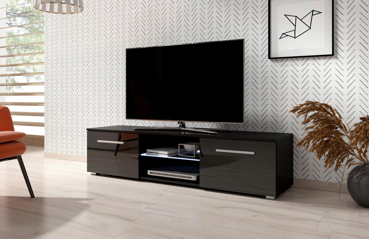 TV-Board Moon schwarz schwarz Hochglanz B/H/T: ca. 140x36x40 cm Moon - schwarz (140,00/36,00/40,00cm) - WIPMEB