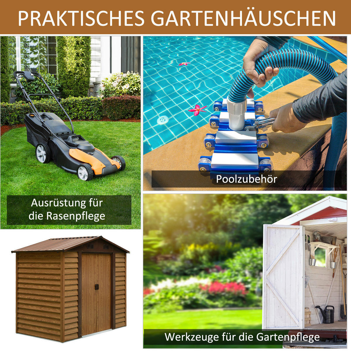 Outsunny Gartenhaus braun B/H/L: ca. 236x208x196 cm Gartenhaus - braun (196,00/236,00/208,00cm) - Outsunny