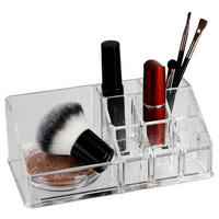 Organizer transparent Kunststoff B/H/L: ca. 17,3x6,5x9,3 cm Kosmetik-Organizer eckig 9 Fächer - transparent (9,30/17,30/6,50cm) - Axentia