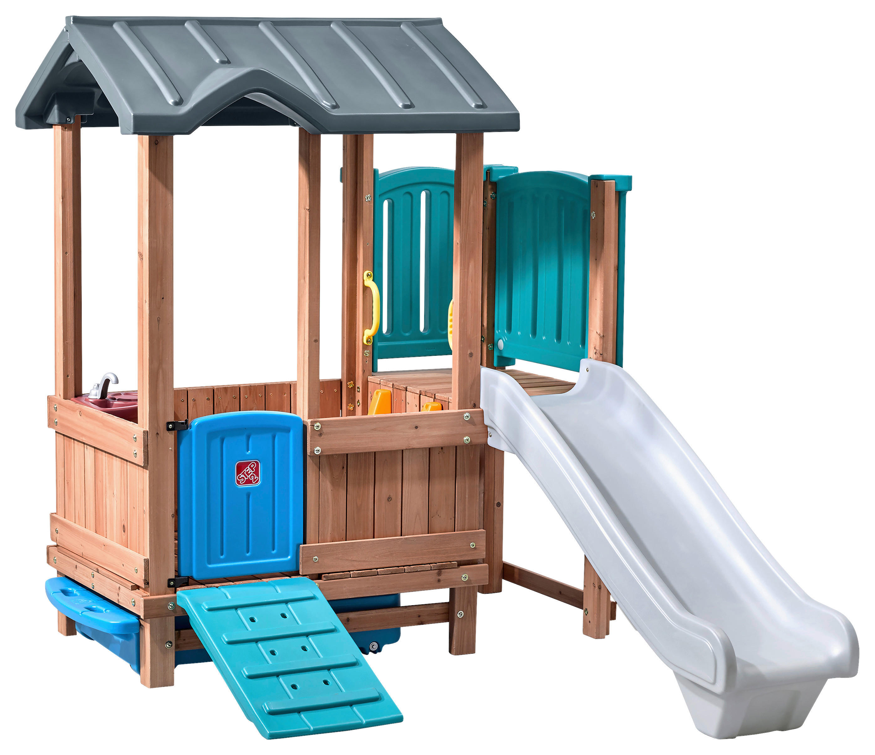 Step2 Spielhaus mit Rutsche Woodland Adventure multicolor B/H/L: ca. 165x185x214 cm