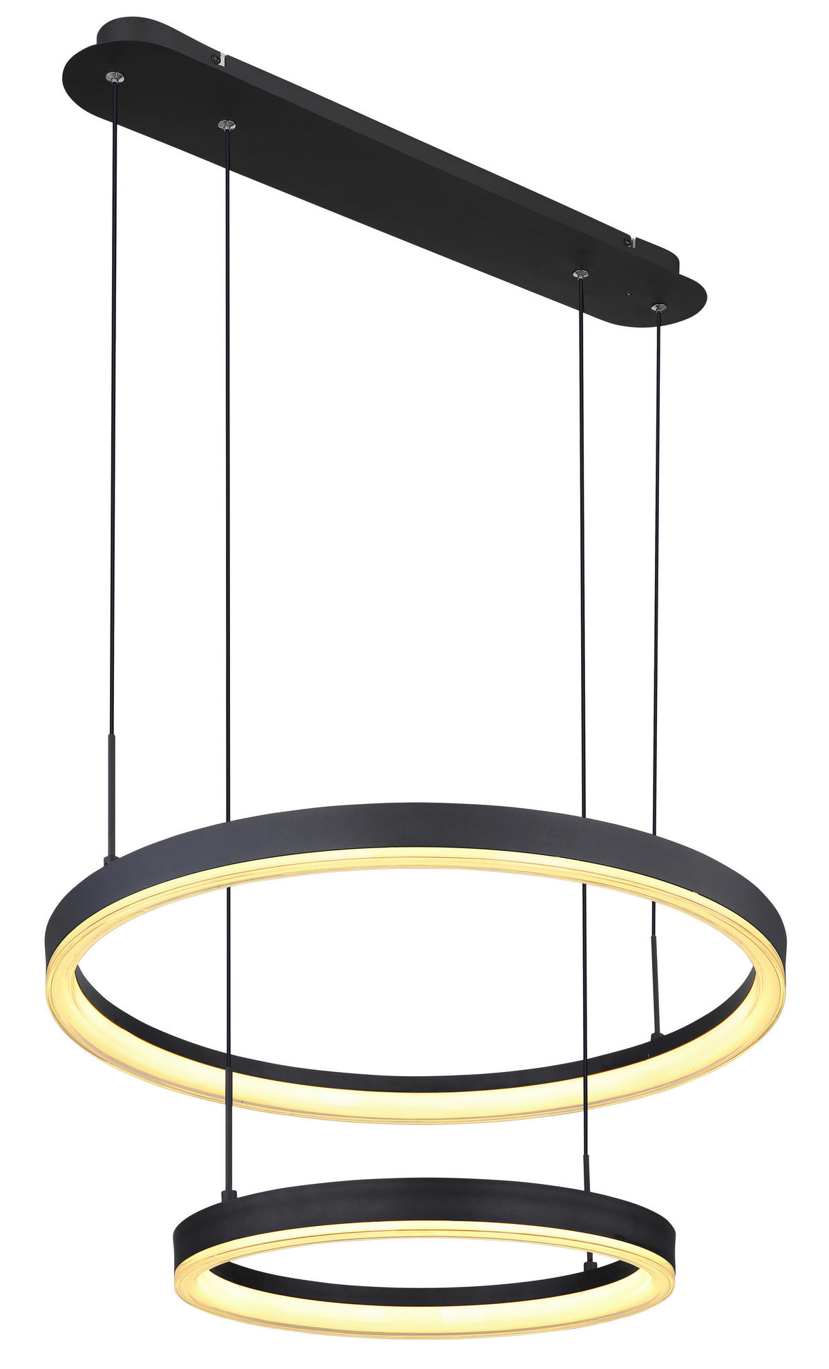 GLOBO Pendelleuchte schwarz Aluminium Metall Acryl B/H/T: ca. 60x150x66,5 cm 1.0 Brennstellen 67189H - schwarz (60,00/150,00/66,50cm) - GLOBO
