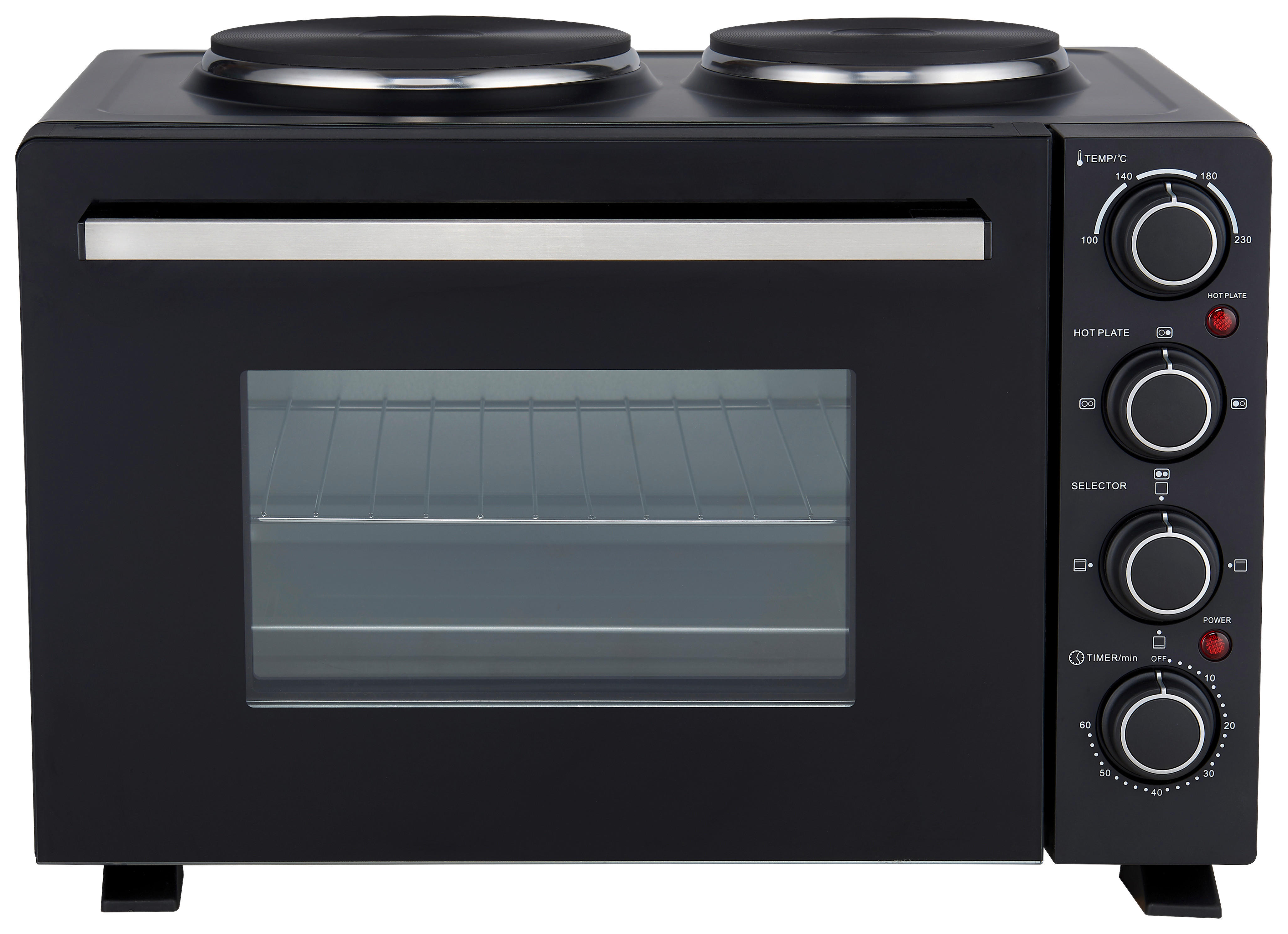 POCOline Mini-Backofen silber Glas B/H/L: ca. 42,6x35,7x51,1 cm ca. 30 l Mini-Backofen KP 30l Korfu - schwarz/silber (51,10/42,60/35,70cm) - POCOline