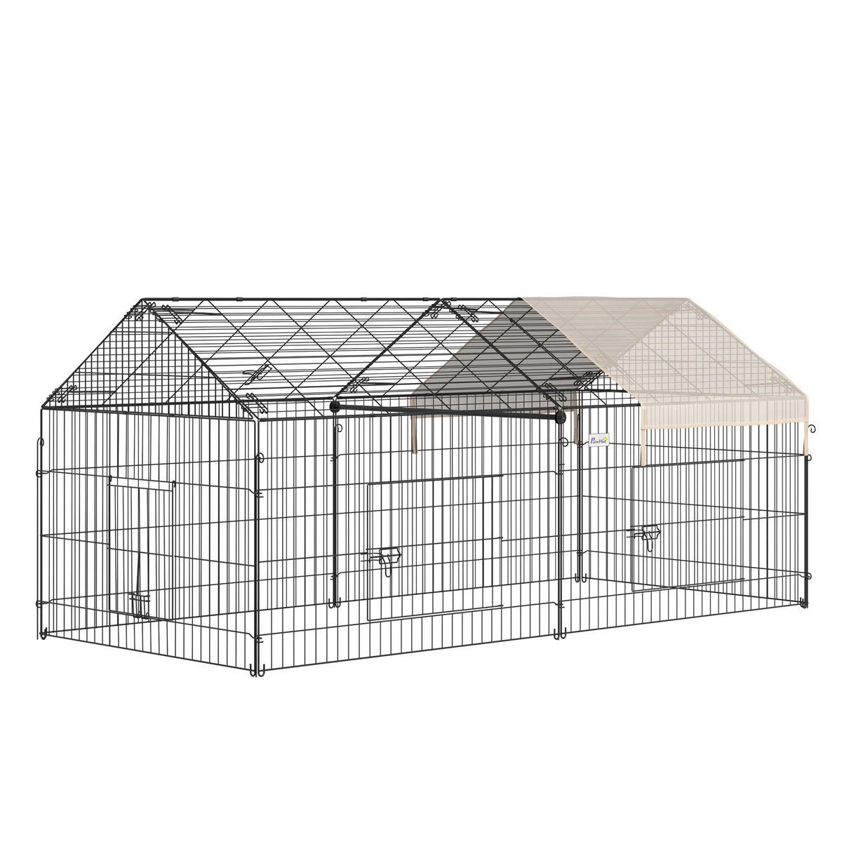 PawHut Gehege schwarz Edelstahl B/H/L: ca. 103x220x103 cm Kleintiergehege - beige/schwarz (103,00/103,00/220,00cm) - PawHut