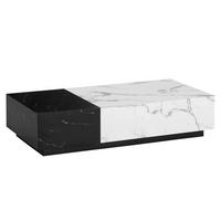 Couchtisch schwarz Marmor Optik weiß Marmor Optik B/H/T: ca. 120x28x60 cm Couchtisch - weiß/schwarz (120,00/28,00/60,00cm) - Wohnling
