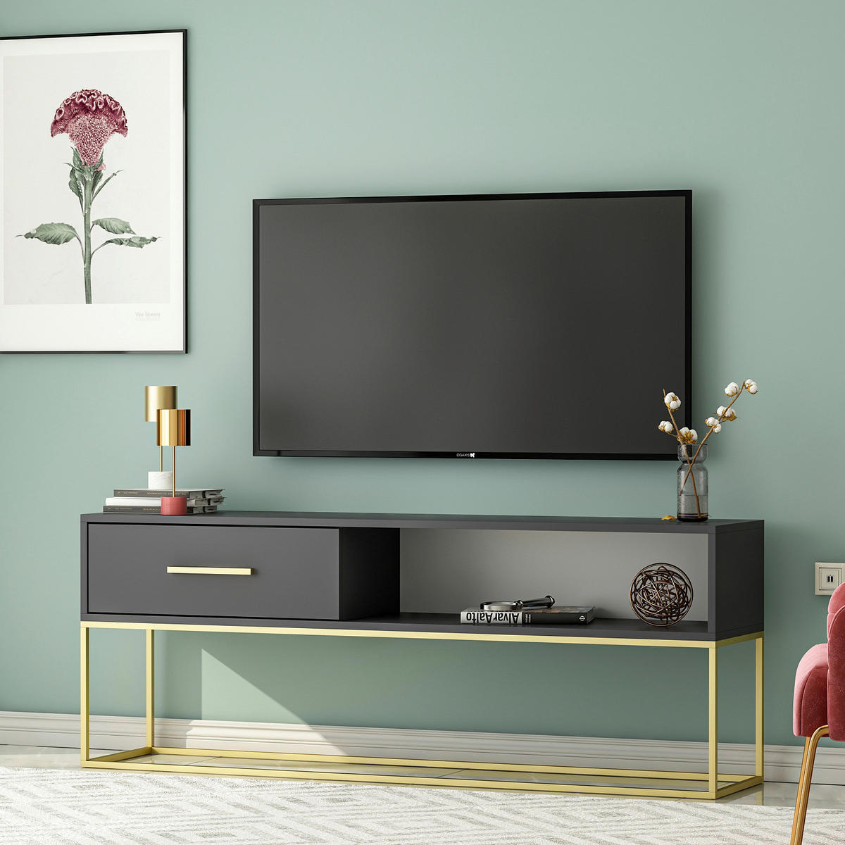 TV-Lowboard Mira anthrazit B/H/T: ca. 160x60x35 cm Mira - anthrazit (160,00/60,00/35,00cm) - moebel17