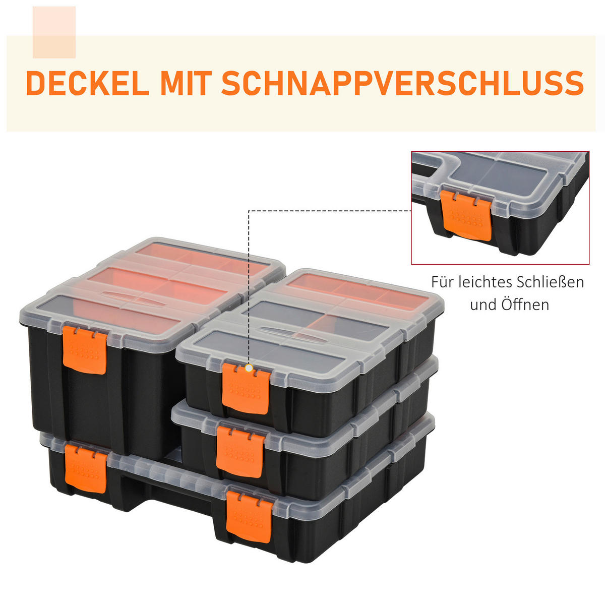 B/H/L: ca. 22,5x28,7x5,5 cm Werkzeugkasten - orange/schwarz (5,50/22,50/28,70cm) - DURHAND