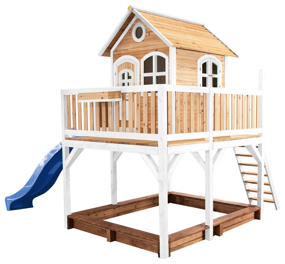 AXI Spielhaus Liam braun B/H/L: ca. 377x291x255 cm Liam - braun/blau (255,00/377,00/291,00cm) - AXI