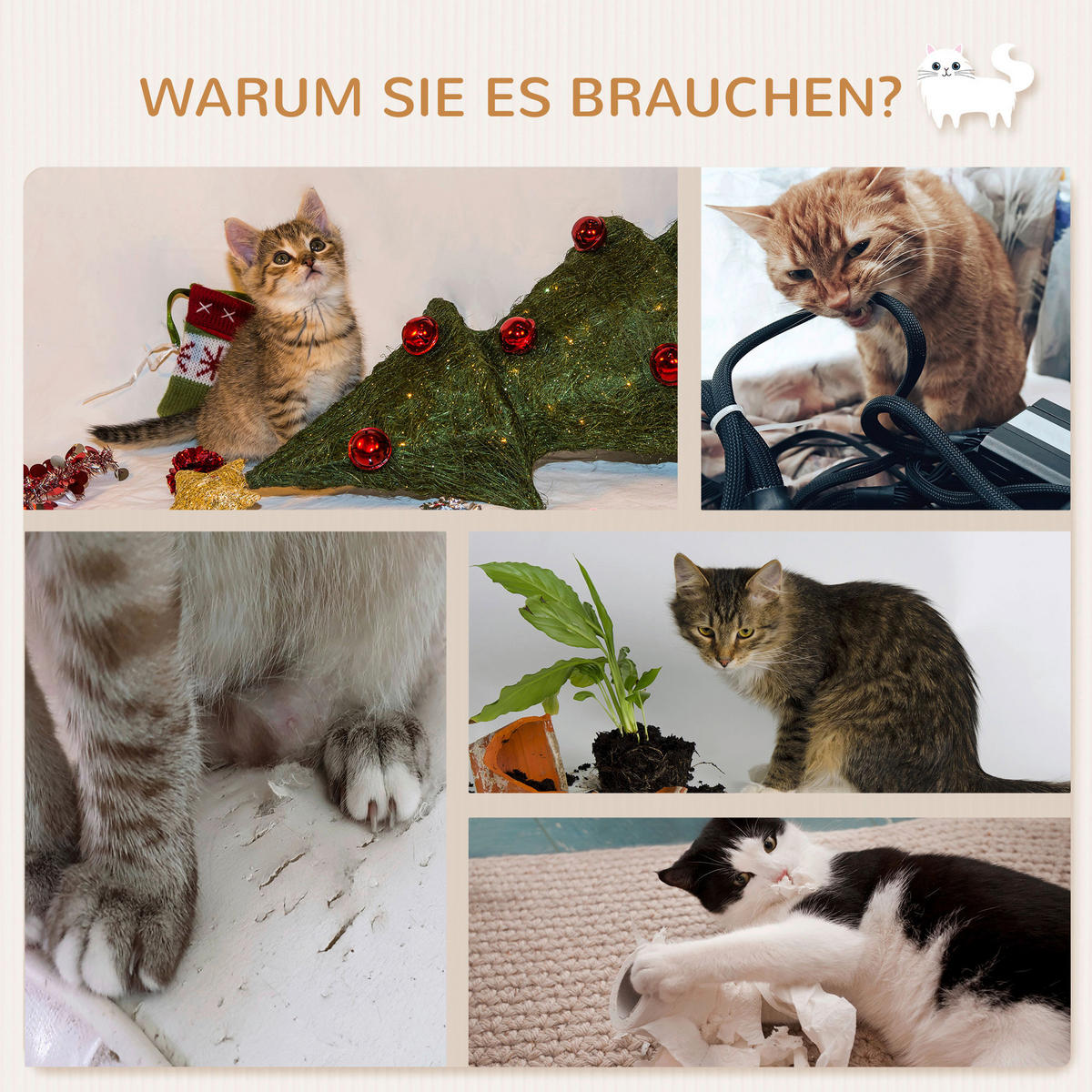 PawHut Kratzbaum weiß MDF B/H/L: ca. 30x50x55 cm Kratzbaum - weiß (55,00/30,00/50,00cm) - PawHut