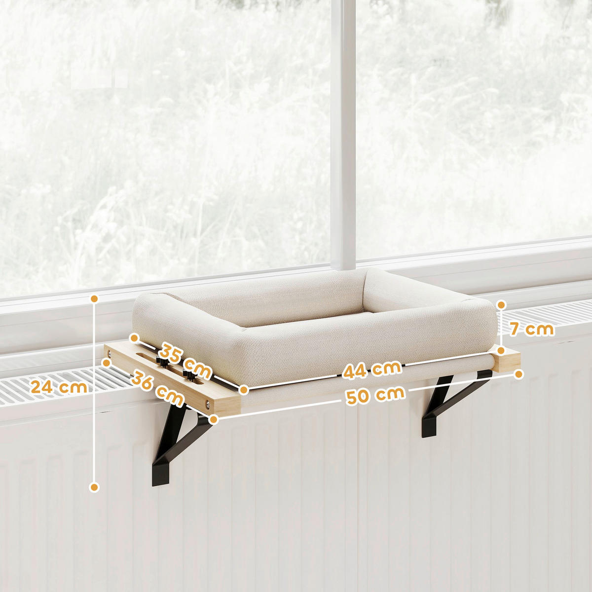 PawHut Katzenbett cremeweiß Polyester B/H/L: ca. 36x24x50 cm Katzenbett - cremeweiß (50,00/36,00/24,00cm) - PawHut