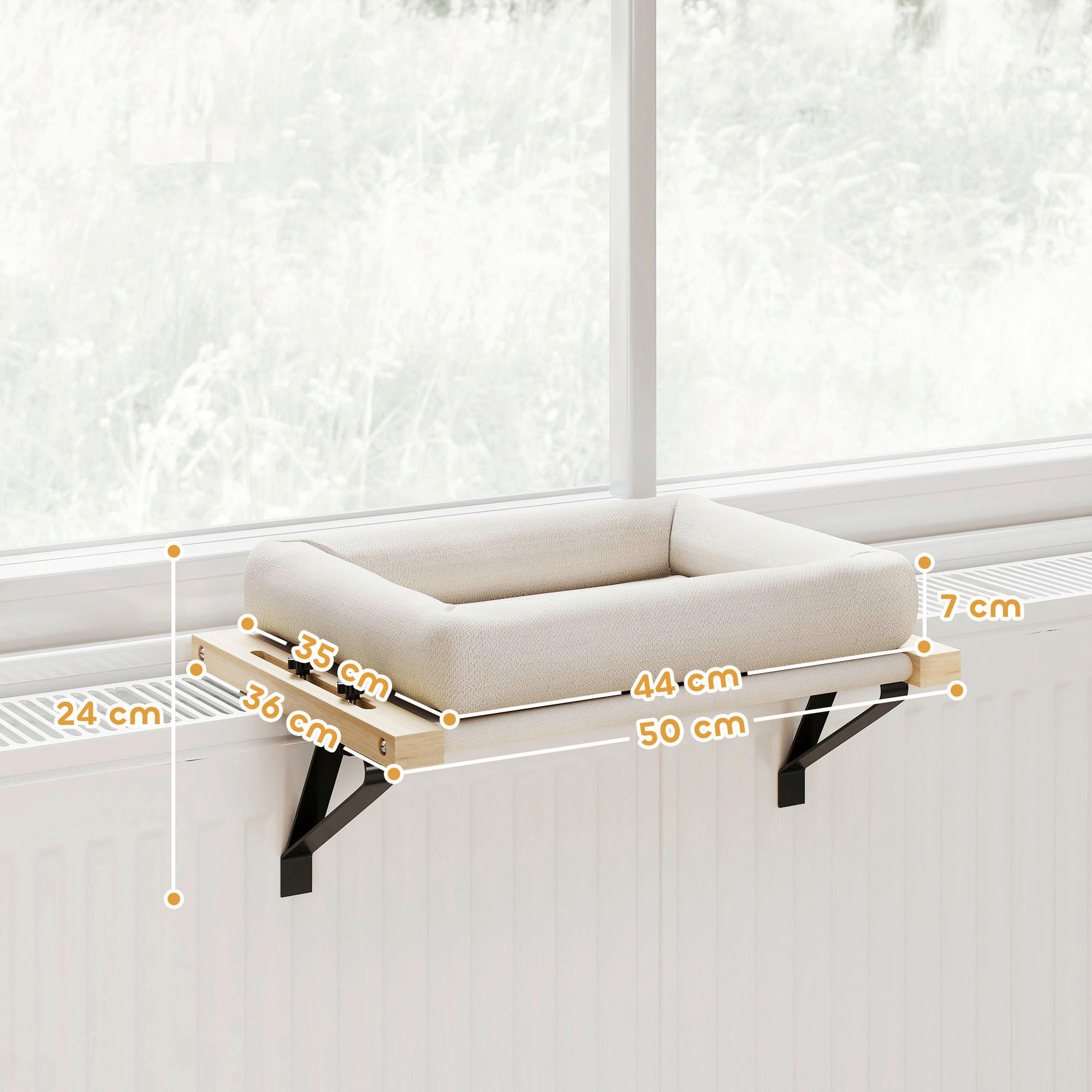 Thumbnail - PawHut Katzenbett cremeweiß Polyester B/H/L: ca. 36x24x50 cm