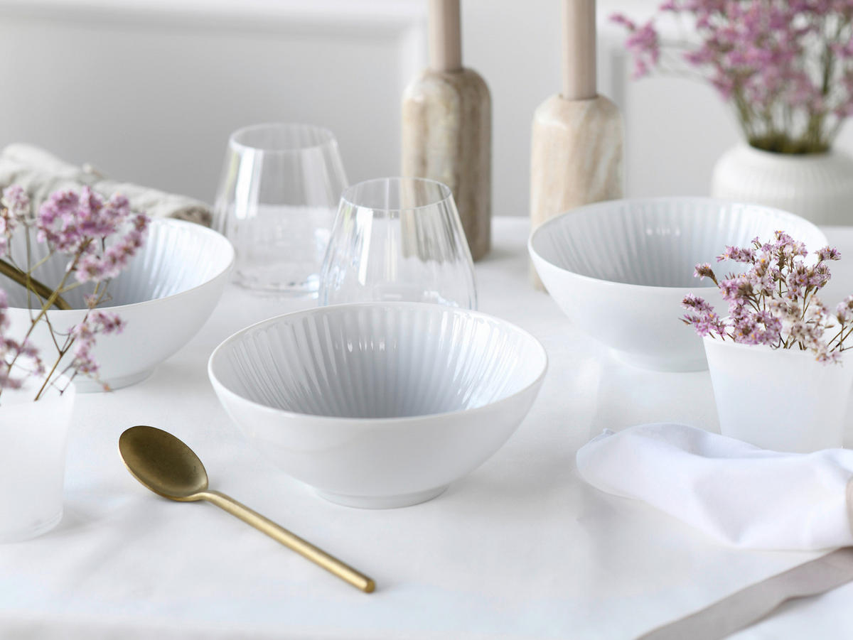 CreaTable Schüssel-Set Valencia weiß Porzellan Valencia - weiß - CreaTable