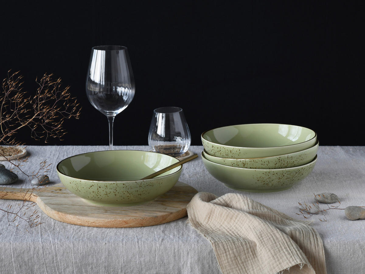 CreaTable Schüssel-Set Nature Collection Green grün Steinzeug Nature Collection Green - grün - CreaTable