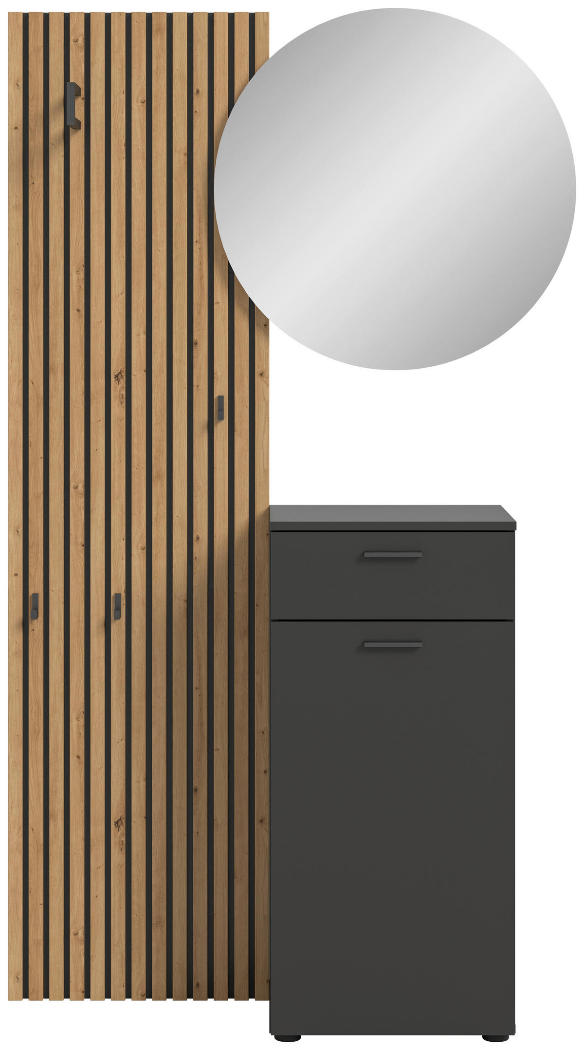 Garderobe Delton Basalt Eiche Artisan Nachbildung B/H/T: ca. 96x192x37 cm Delton - Eiche/Basalt (96,00/192,00/37,00cm) - xonox.home