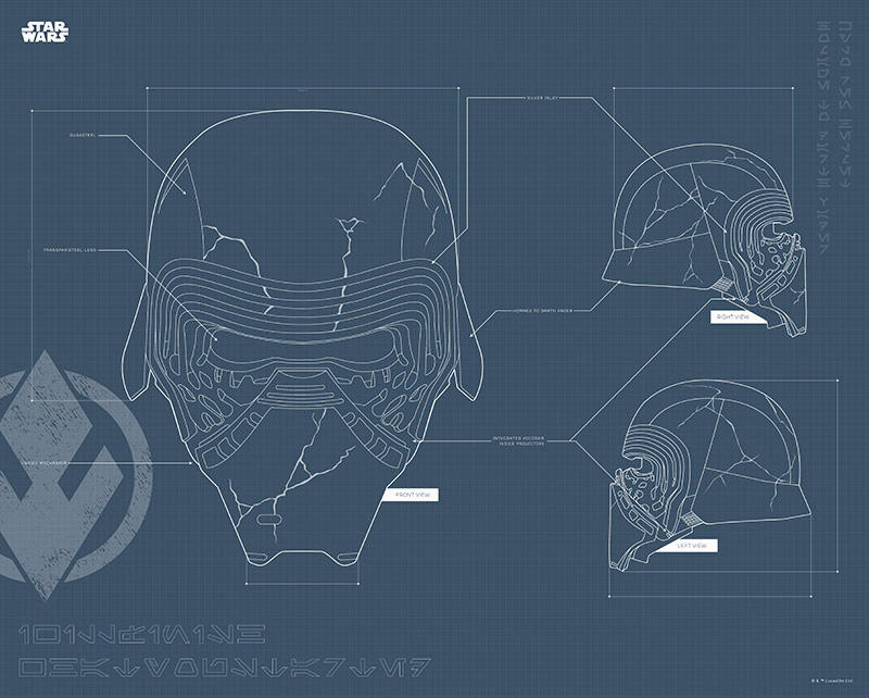 Komar Poster Star Wars EP9 Blueprint Kylo Helmet Star Wars B/L: ca. 50x40 c günstig online kaufen