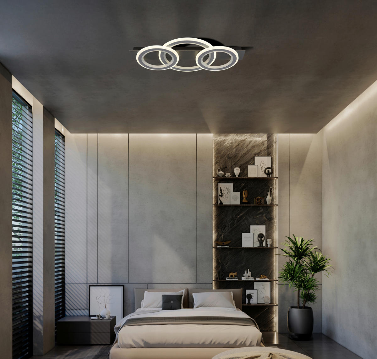 GLOBO LED-Deckenleuchte Opal mattschwarz grau Acryl Metall Kunststoff B/H/L: ca. 37x8x73 cm 1 Brennstellen JAYDEN - Opal/mattschwarz (73,00/37,00/8,00cm) - GLOBO