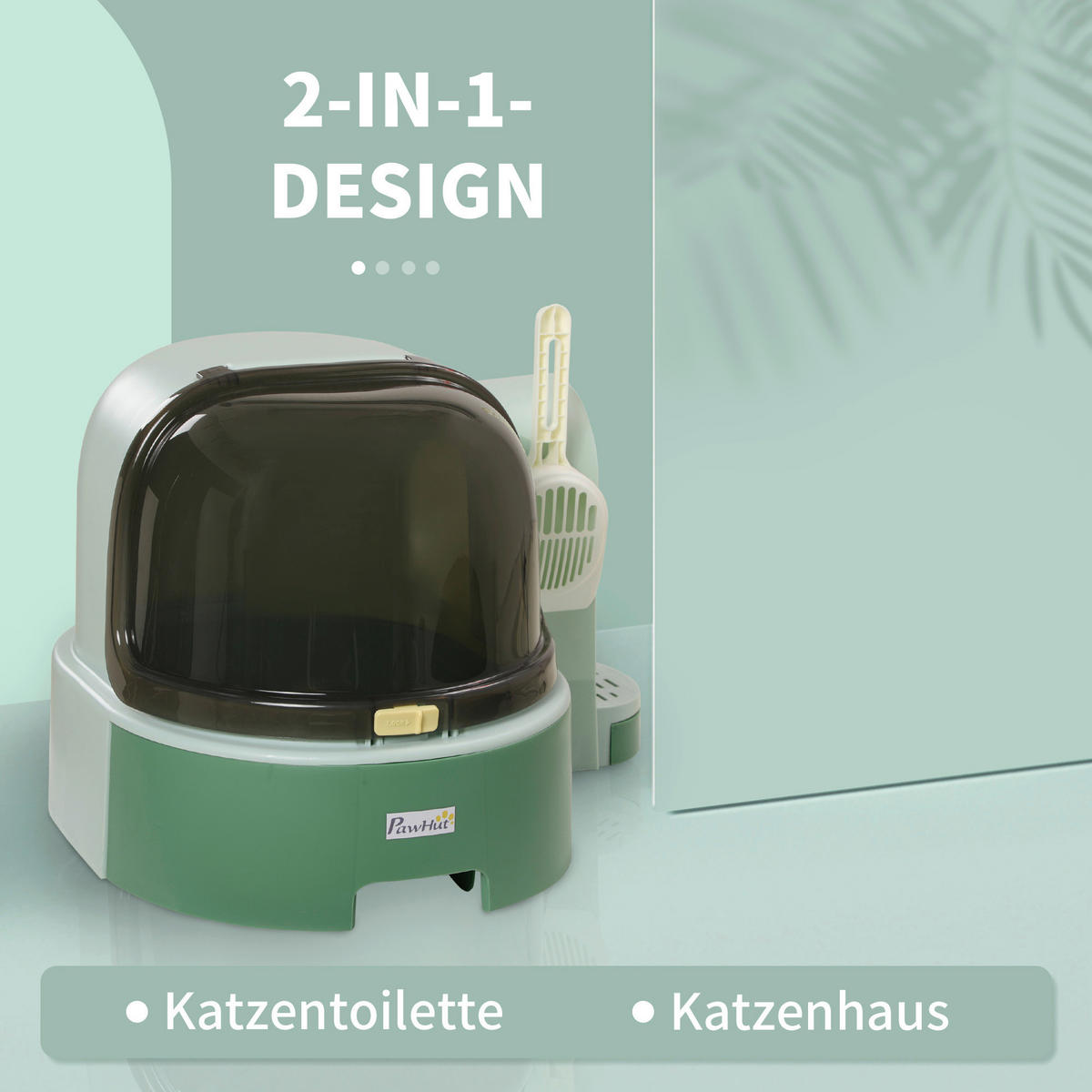 PawHut Katzen-Zubehör grün Edelstahl B/H/L: ca. 60x52x42 cm Katzentoilette - grün (42,00/60,00/52,00cm) - PawHut