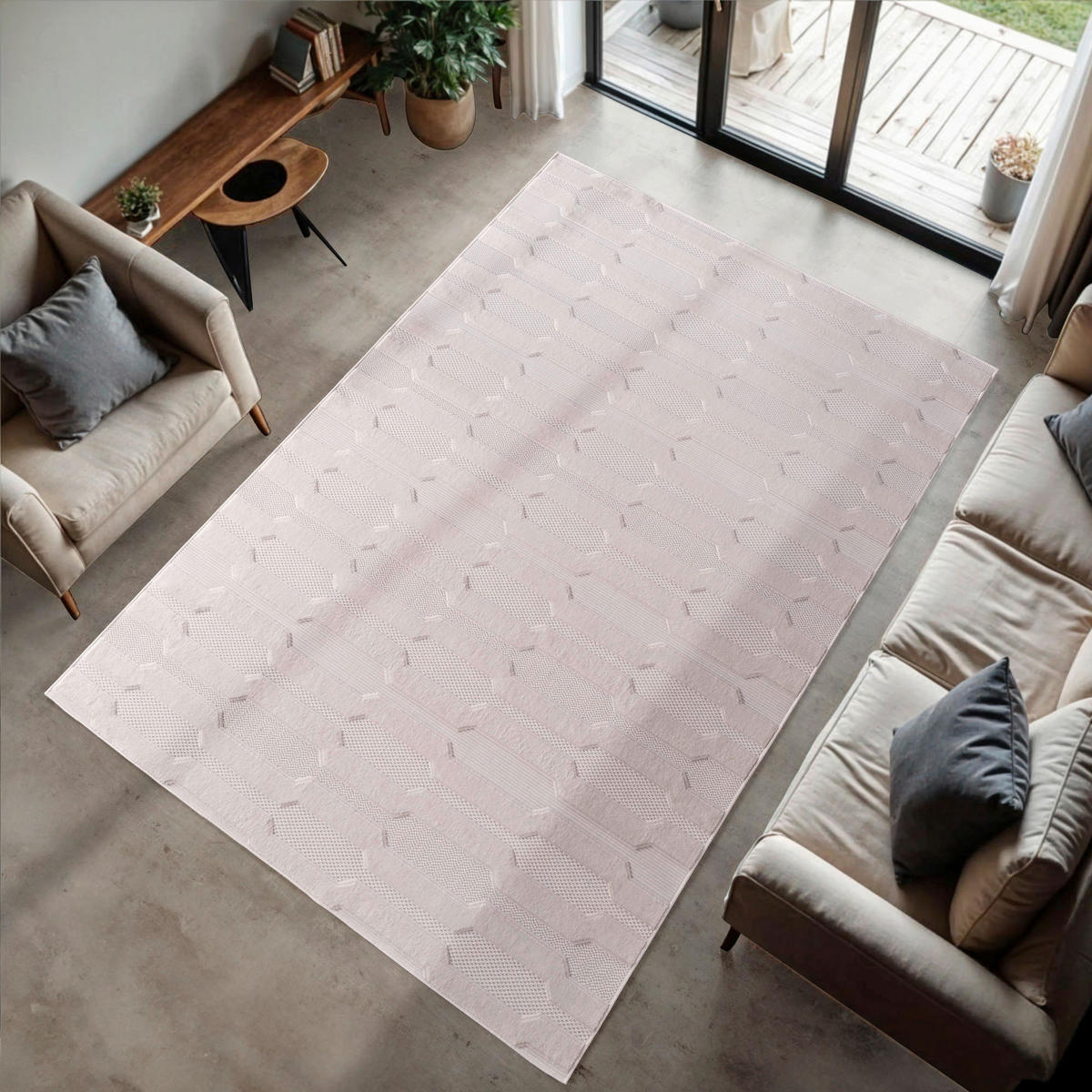 Ayyildiz Kurzflorteppich DOHA creme B/L: ca. 160x230 cm DOHA - creme (160,00/230,00cm) - Ayyildiz