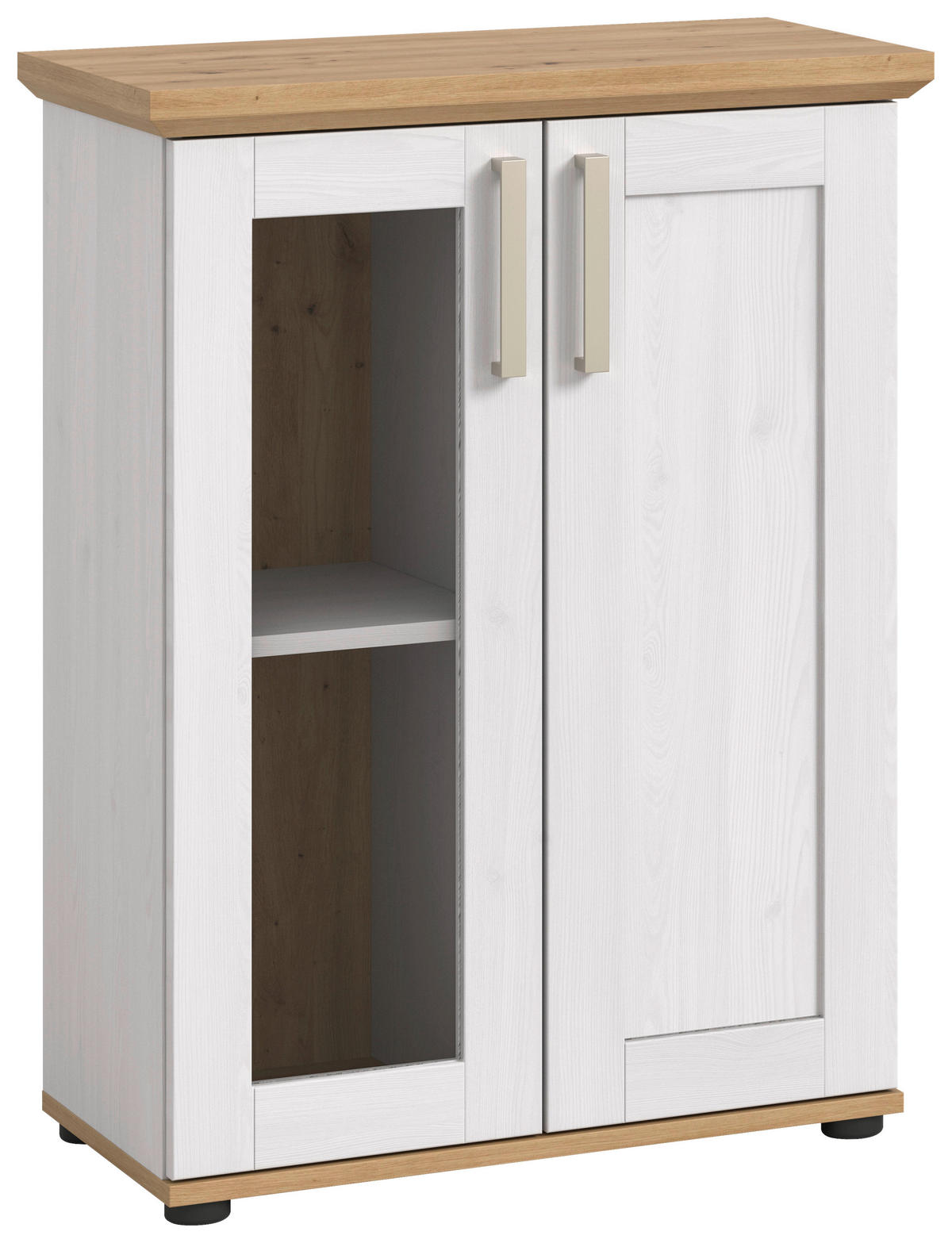 Vitrinenschrank VERONA Lärche Nachbildung Eiche Nachbildung B/H/T: ca. 64x88x37 cm VERONA - Eiche/Lärche (64,00/88,00/37,00cm) - xonox.home
