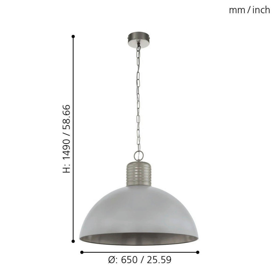 Eglo Pendelleuchte grau Metall B/H/L: ca. 65x149x65 cm E27 1 Brennstellen Coldridge - grau (65,00/65,00/149,00cm) - Eglo