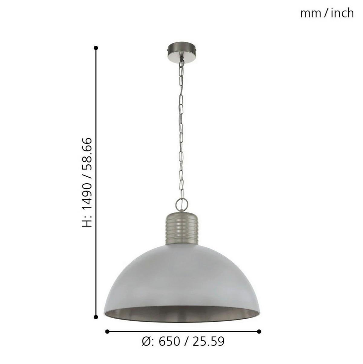 Eglo Pendelleuchte grau Metall B/H/L: ca. 65x149x65 cm E27 1 Brennstellen Coldridge - grau (65,00/65,00/149,00cm) - Eglo