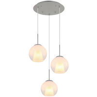 GLOBO Pendelleuchte BARRY 15749N-3H nickel Opal Metall H/D: ca. 120x45 cm E27 3 Brennstellen BARRY - nickel/Opal (45,00/120,00cm) - GLOBO