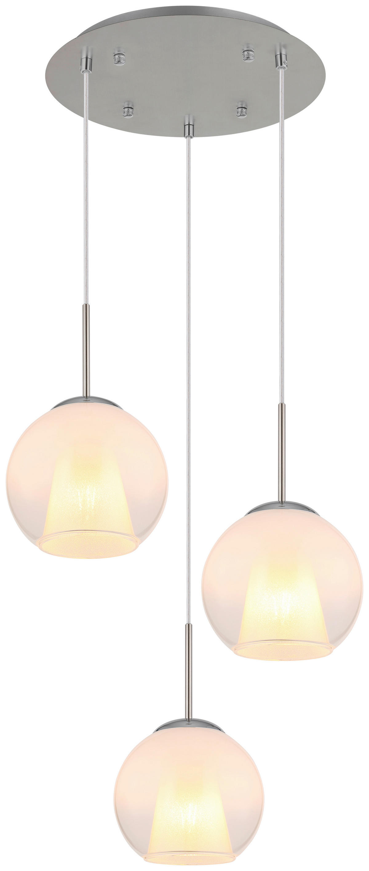 GLOBO Pendelleuchte BARRY 15749N-3H nickel Opal Metall H/D: ca. 120x45 cm E27 3 Brennstellen BARRY - nickel/Opal (45,00/120,00cm) - GLOBO