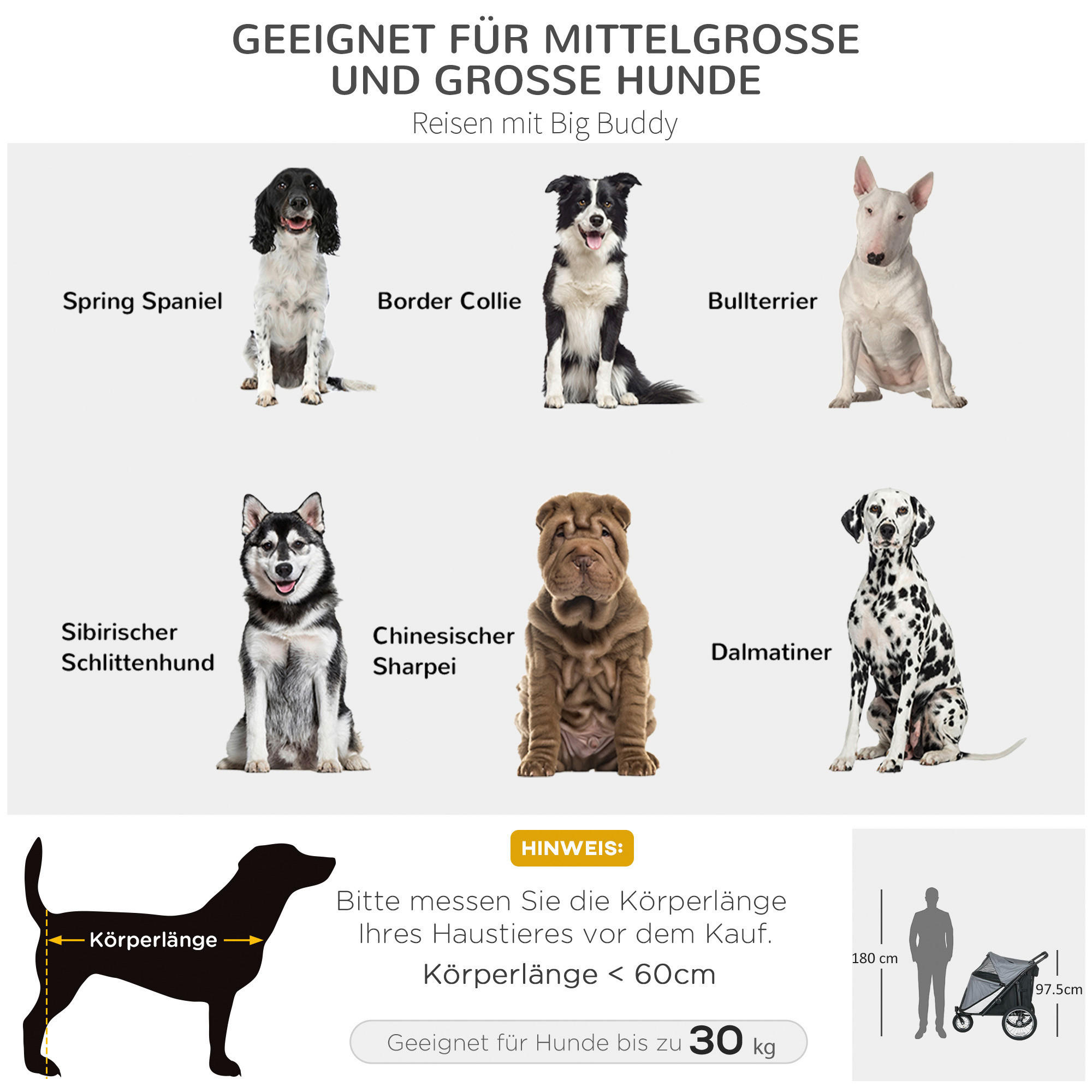 PawHut Hundebuggy grau Polyester-Mischgewebe B/H/L: ca. 70x97,5x111 cm Hundebuggy - grau (111,00/70,00/97,50cm) - PawHut
