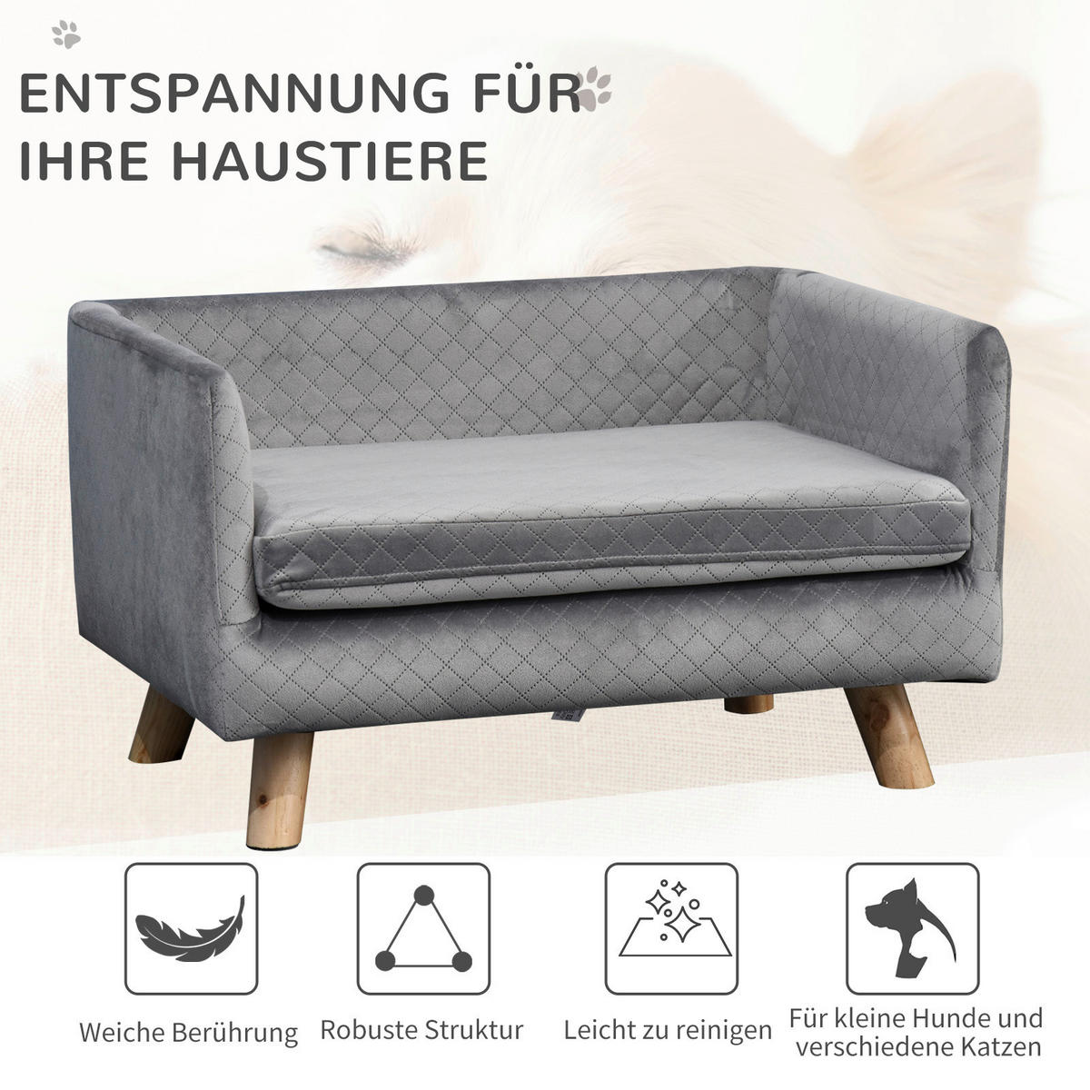 PawHut Haustiersofa Haustiersofa - (64,00/45,00/36,00cm) - PawHut