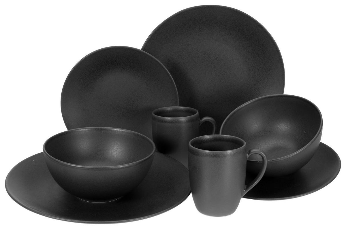 CreaTable Kombiservice Soft Touch mattschwarz Steinzeug 16 tlg. Soft Touch - mattschwarz - CreaTable