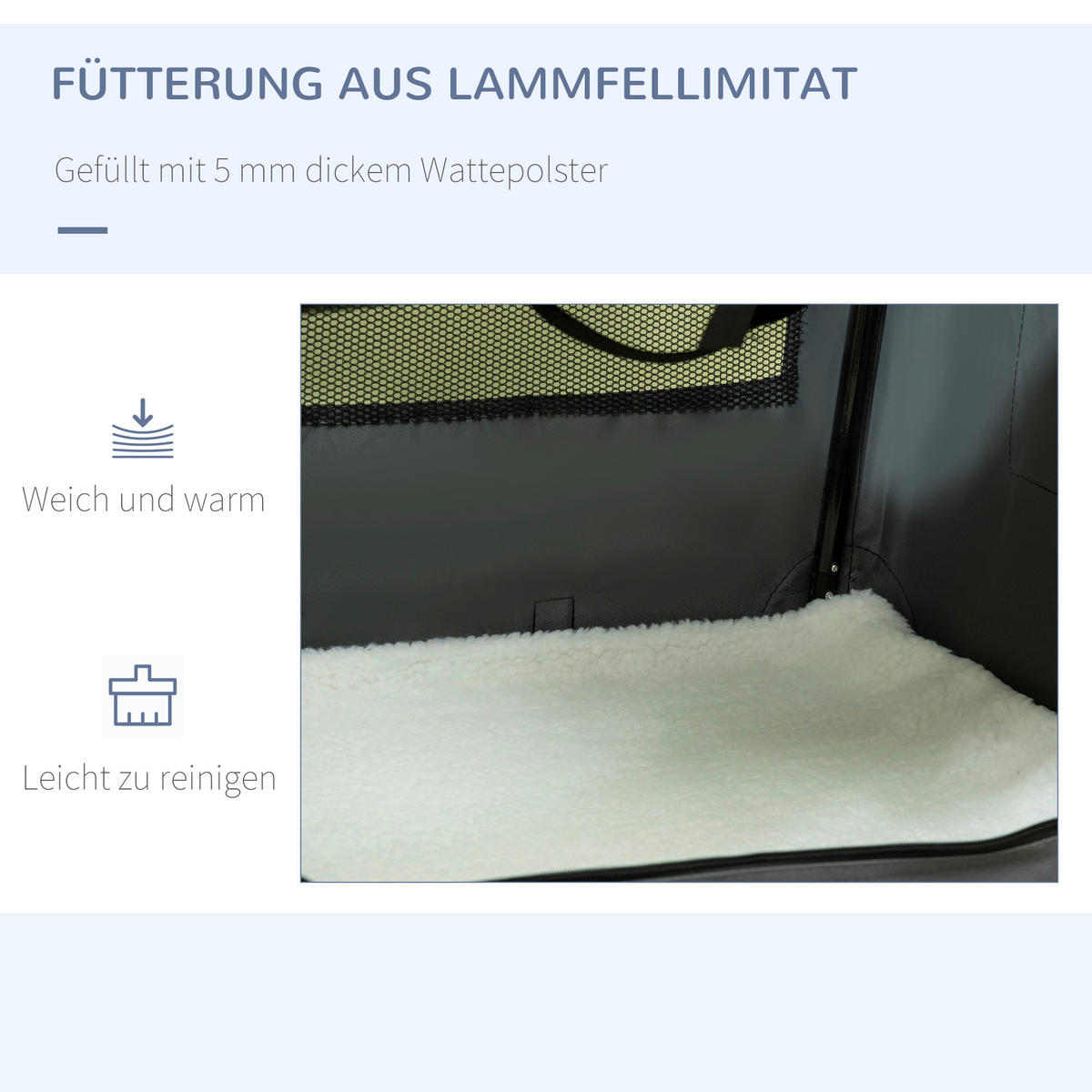 PawHut Tragetasche für Haustiere grau Polyester B/H/L: ca. 51x50x70 cm Tragetasche für Haustiere - schwarz/grau (70,00/51,00/50,00cm) - PawHut