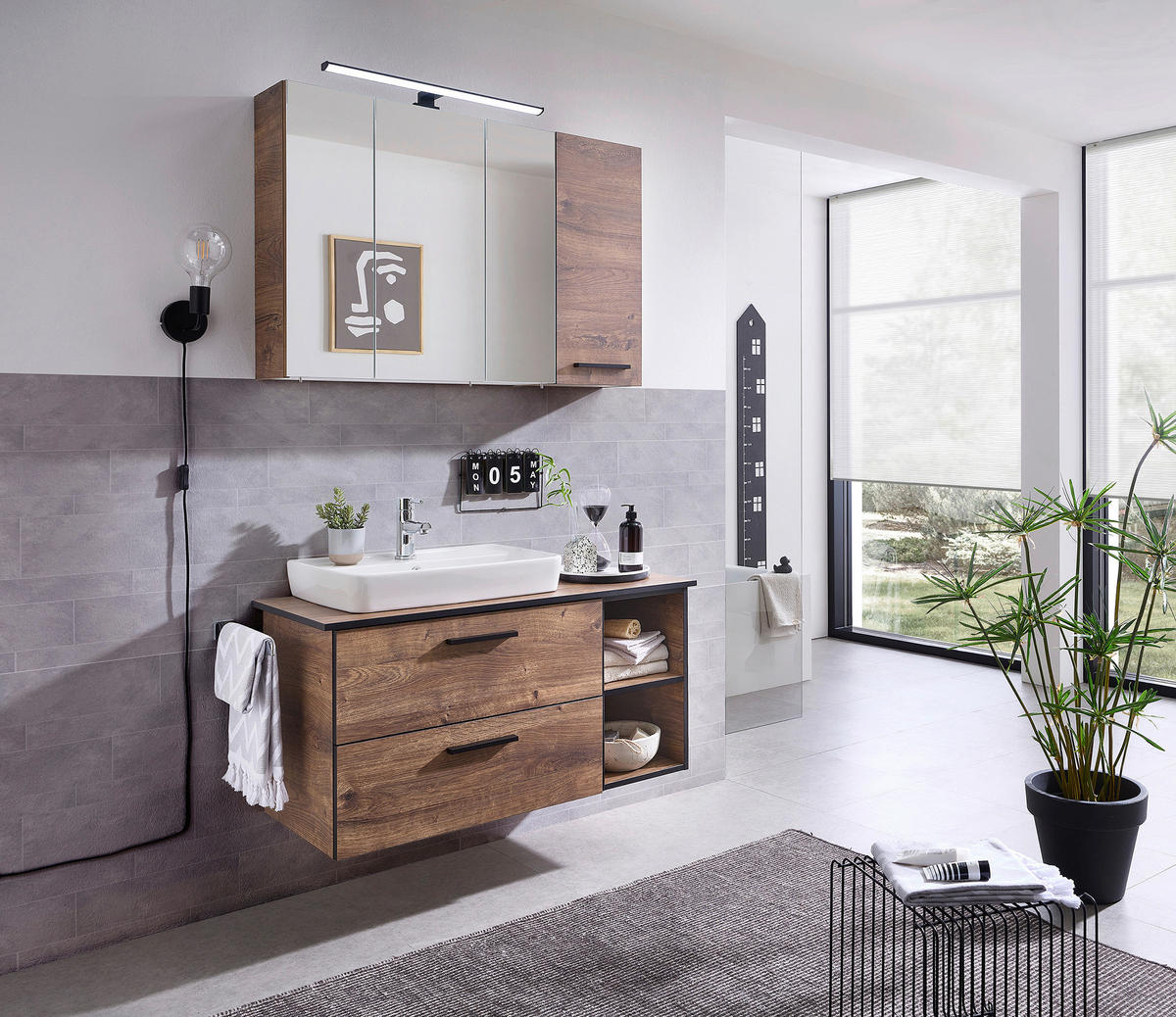 Badezimmer-Set Quickset 374 Eiche Ribeck Nachbildung B/H/T: ca. 105x200x44,5 cm Quickset 374 - Eiche (105,00/200,00/44,50cm) - Pelipal