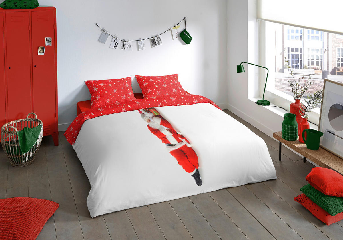 Microfaser Bettwäsche Santa Santa - rot (135,00/200,00cm) - Pure