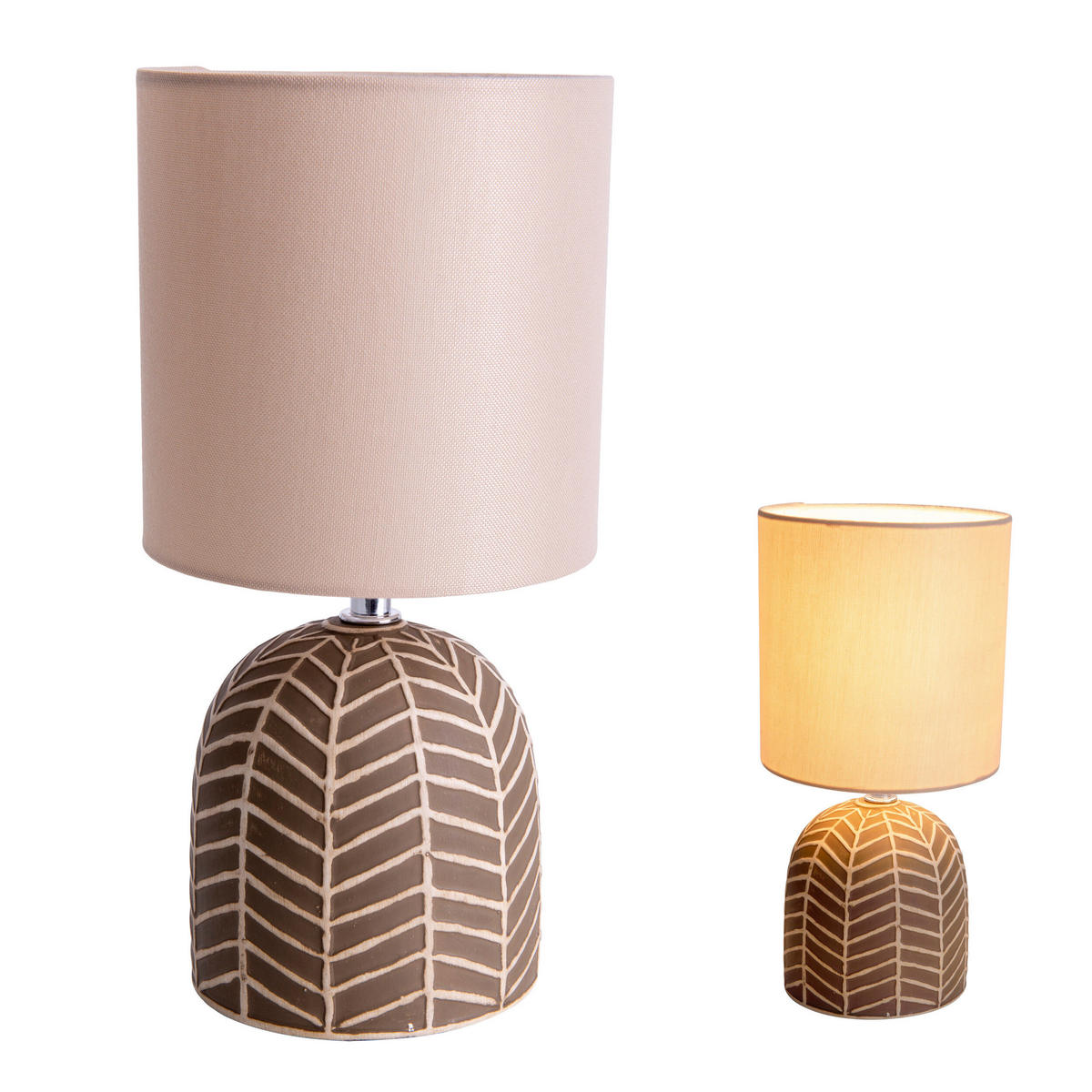 Näve Leuchten Tischleuchte FOLIO NV3189314 beige Leinen Keramik H/D: ca. 27,5x14 cm E14 1 Brennstellen Tischleuchte FOLIO mit E14 - beige (14,00/27,50cm) - Näve Leuchten