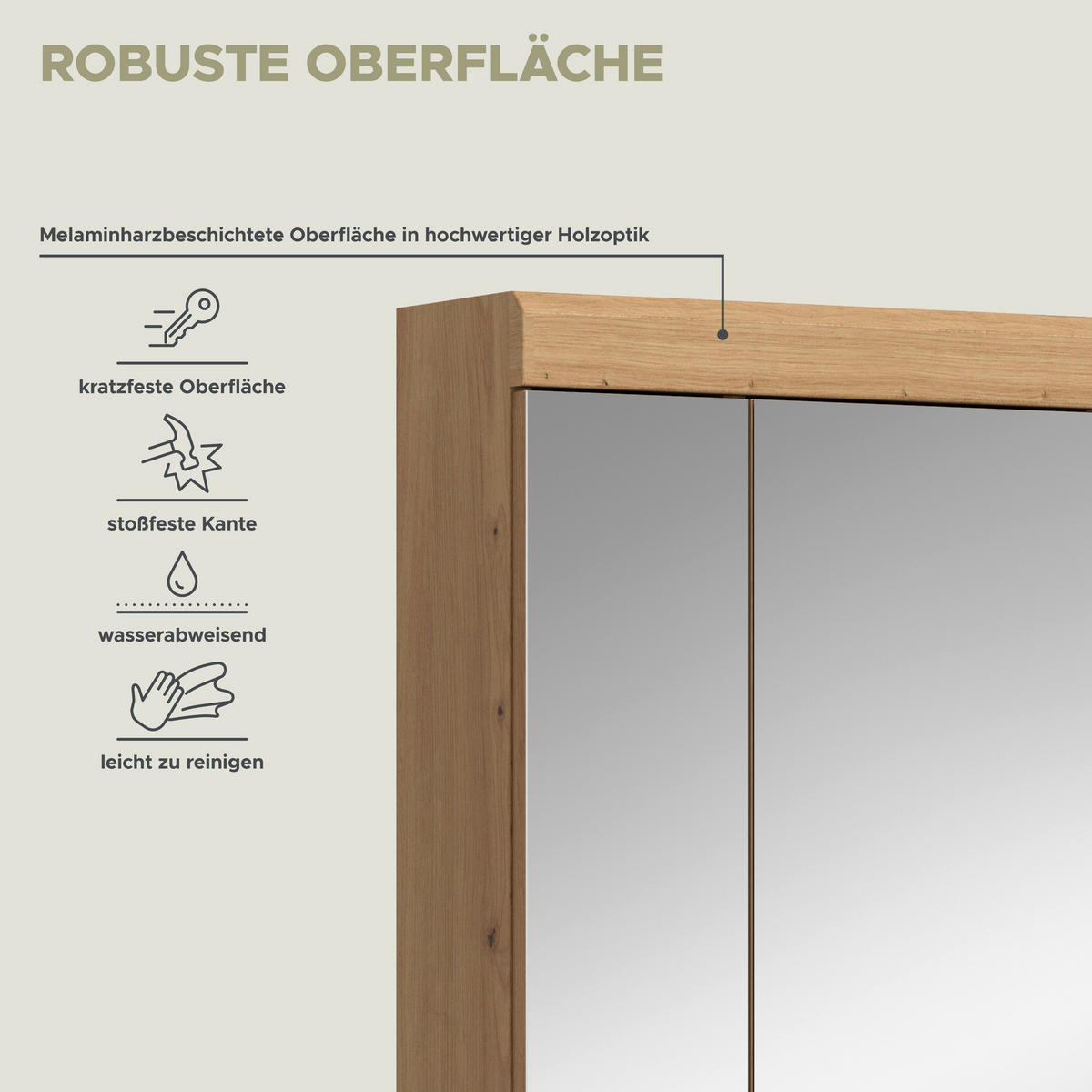 Spiegelschrank Scout Eiche Artisan Nachbildung salbei Nachbildung B/H/T: ca. 60x79x18 cm Scout - Eiche/salbei (60,00/79,00/18,00cm) - xonox.home