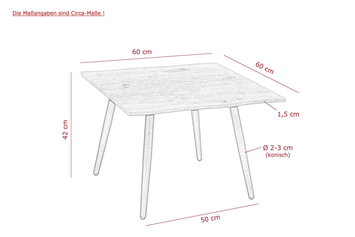Couchtisch Zürich grau B/H/T: ca. 60x42x60 cm Zürich - grau (60,00/42,00/60,00cm) - Hela