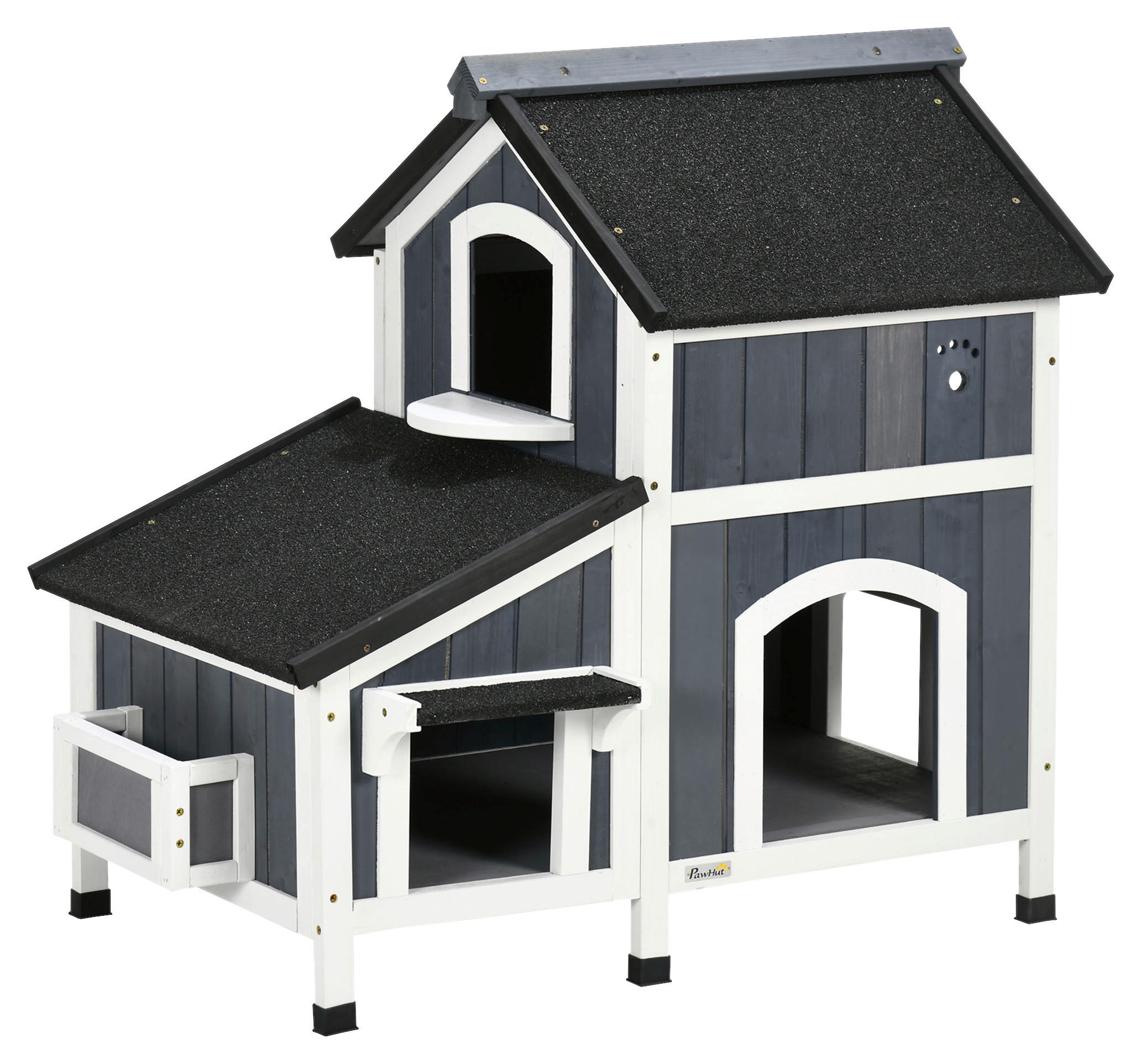 PawHut Katzen-Zubehör grau Edelstahl B/H/L: ca. 65x96x85,5 cm Katzenhaus - grau (85,50/65,00/96,00cm) - PawHut