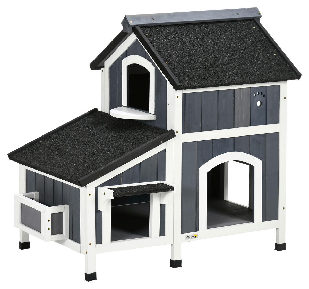 PawHut Katzen-Zubehör grau Edelstahl B/H/L: ca. 65x96x85,5 cm Katzenhaus - grau (85,50/65,00/96,00cm) - PawHut