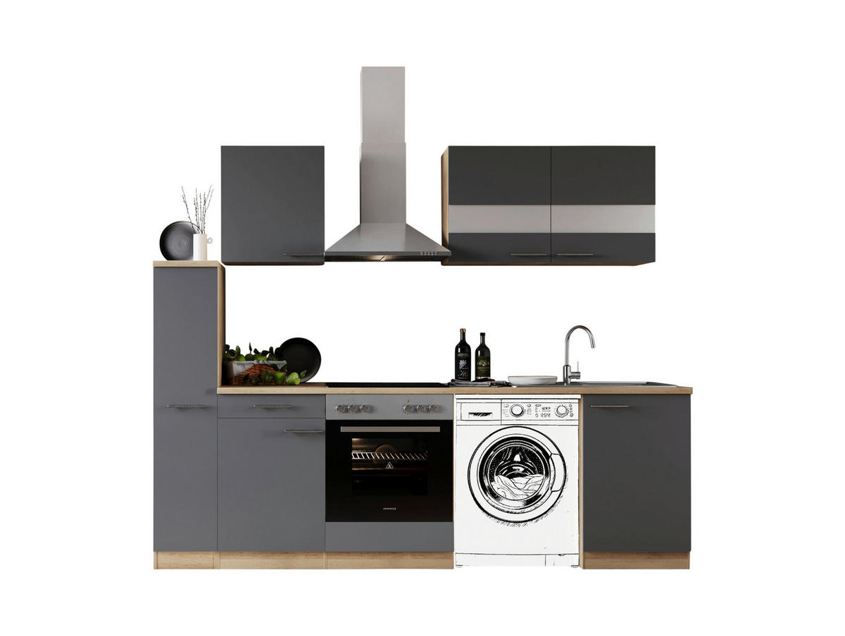 Respekta Küchenblock Merle grau B/H/T: ca. 250x200x60 cm Merle - Eiche/grau (250,00/200,00/60,00cm) - Respekta