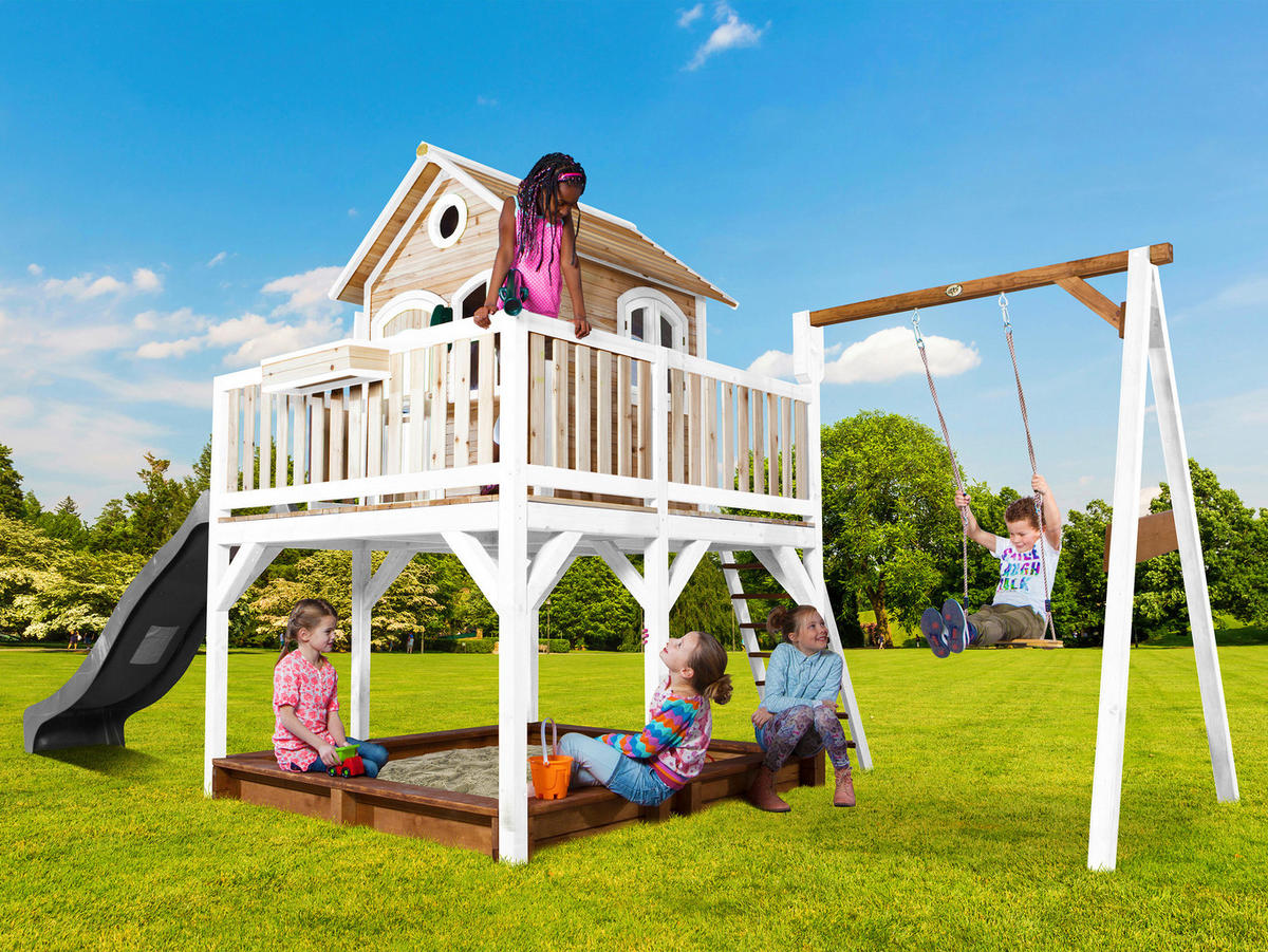 AXI Spielhaus Liam braun B/H/L: ca. 541x291x277 cm Liam - braun/weiß (277,00/541,00/291,00cm) - AXI