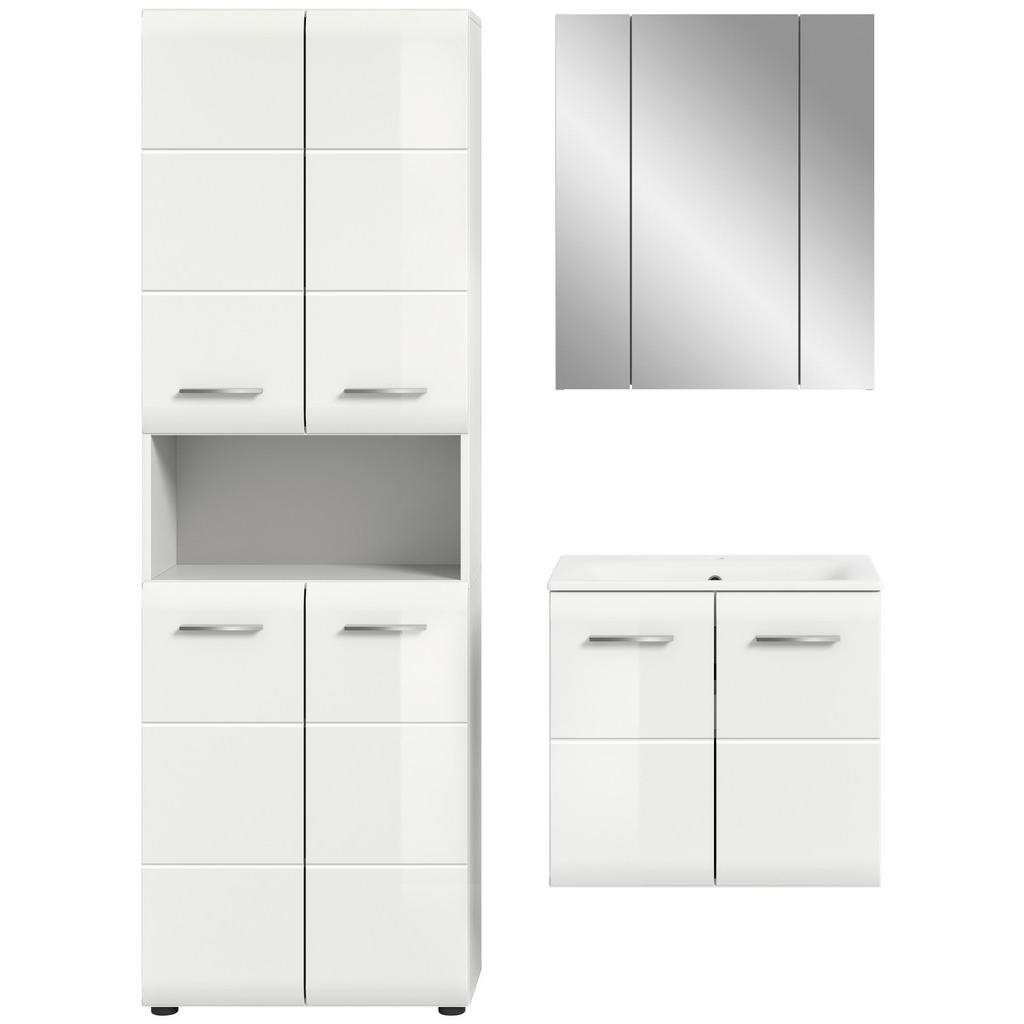 Thumbnail - Badezimmer-Set Ice weiß weiß Hochglanz B/H/T: ca. 135x185x46 cm