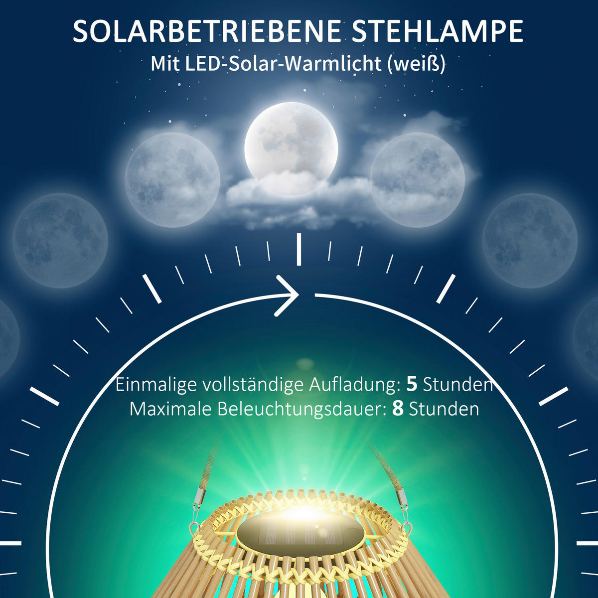 Solarleuchte 867-153V00YL gelb Polyrattan Edelstahl B/H/L: ca. 31x31x32 cm Rattan_Solarleuchte - gelb (32,00/31,00/31,00cm) - Outsunny