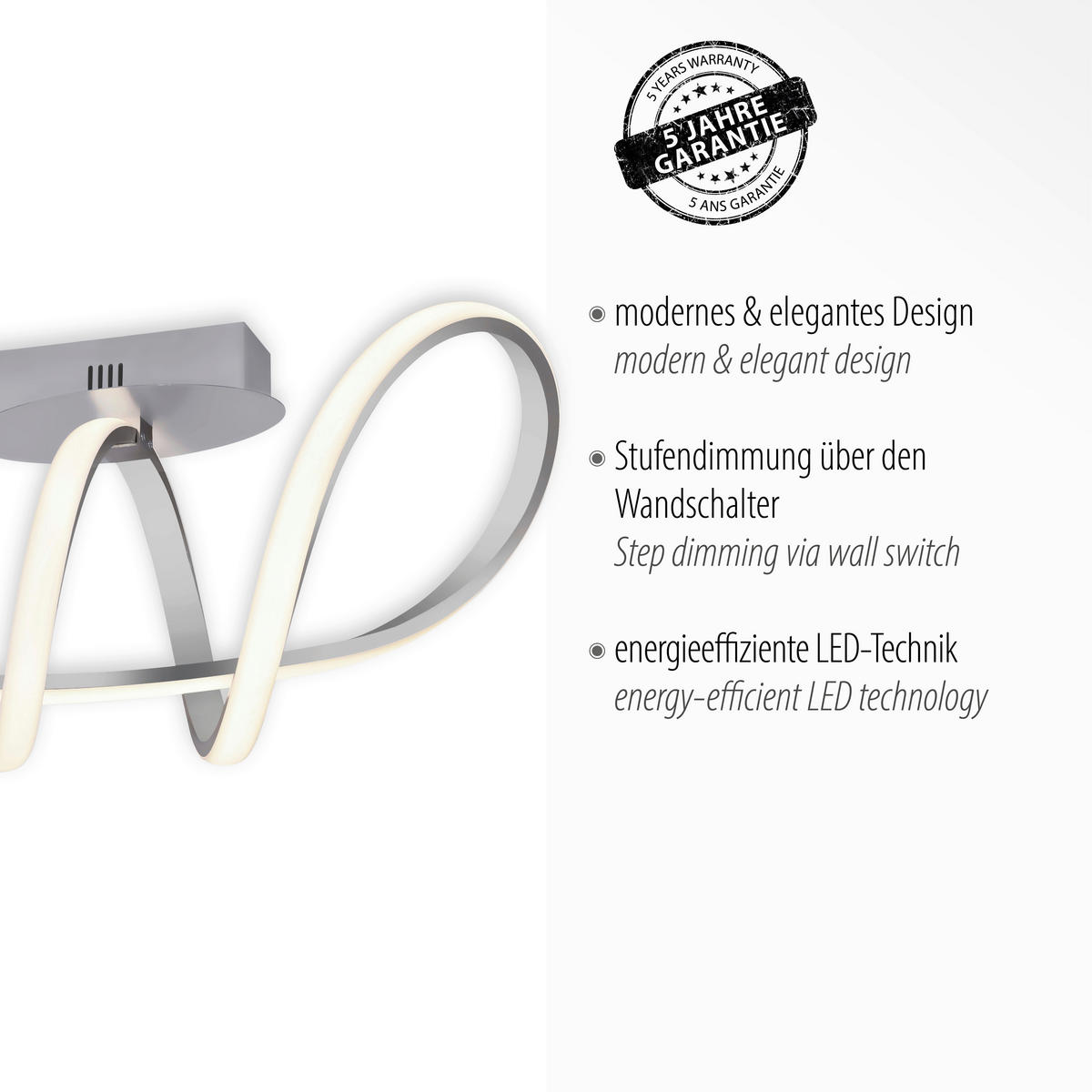 Just Light LED-Deckenleuchte MARIA 15403-95 Kunststoff Aluminium B/H/T: ca. 24,5x27x61 cm 1 Brennstellen MARIA - (24,50/27,00/61,00cm) - Just Light