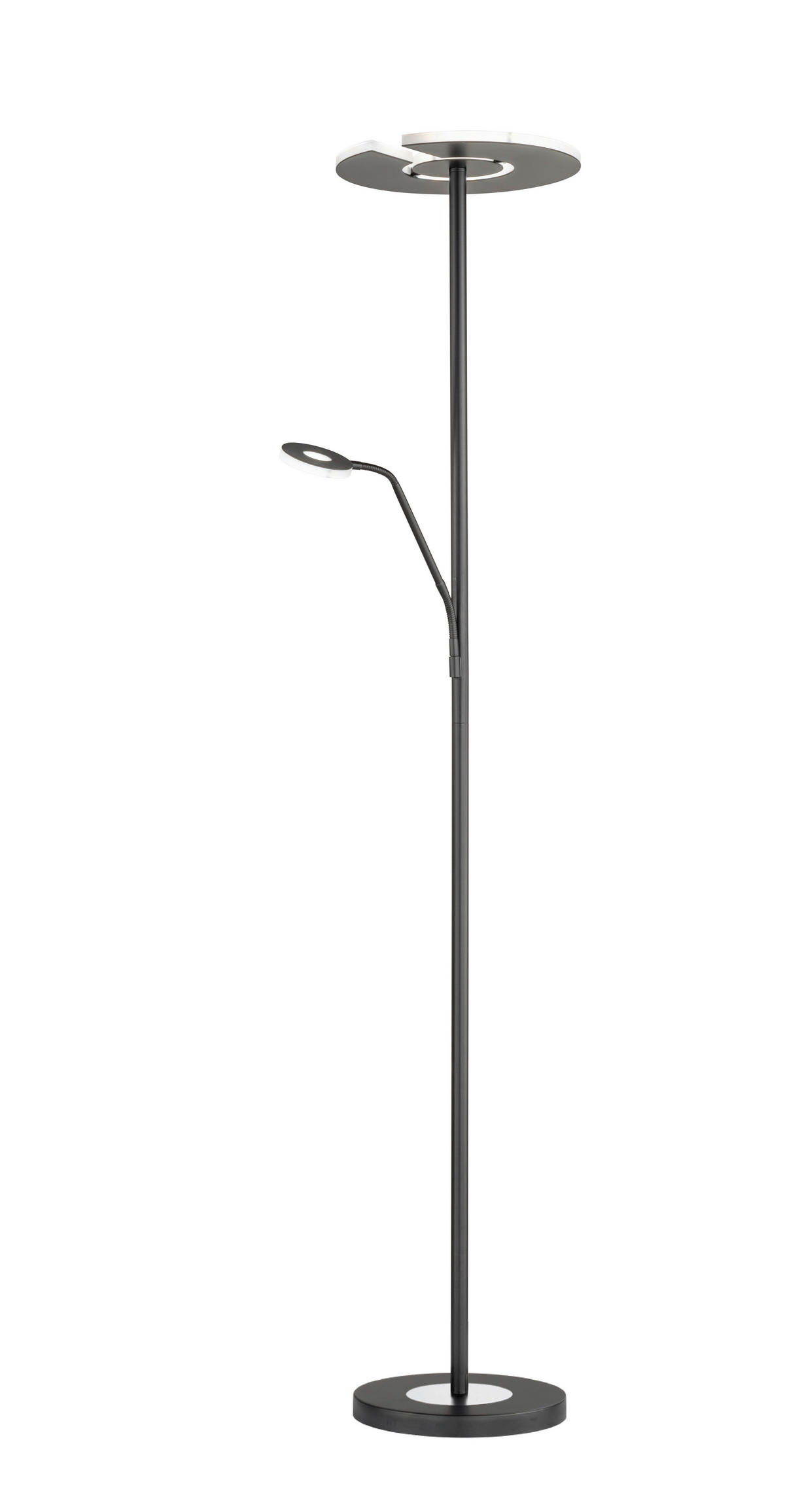 Fischer & Honsel LED-Stehleuchte 40318 Chrom schwarz Metall B/H/T: ca. 35x180x50 cm 1 Brennstellen Dent - schwarz/Chrom (35,00/180,00/50,00cm) - Fischer & Honsel